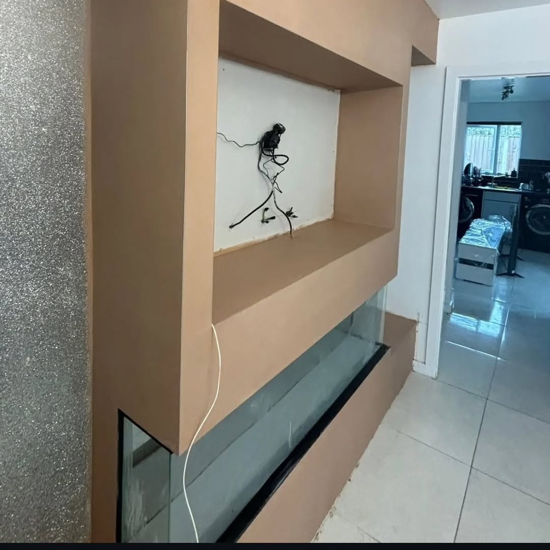 Floating TV media unit with shelving